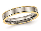 Ladies or Men's 5mm Titanium Yellow Plated Comfort Fit Wedding Band Ring
